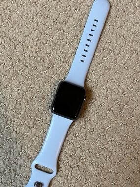 Apple Smartwatch with Black Face and Brand New light blue Sport Band